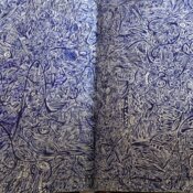 Open book blue pen doodle art